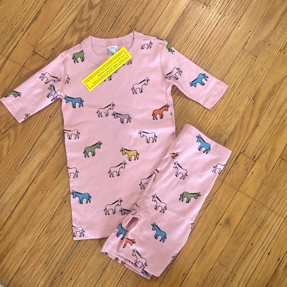 *Hanna Andersson Pink Unicorn Print Pajama Set with Multicolor Ponies* ORGANIC
